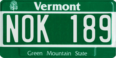 VT license plate NOK189