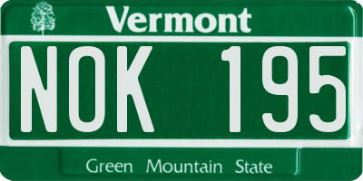 VT license plate NOK195