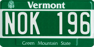 VT license plate NOK196