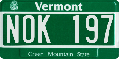 VT license plate NOK197
