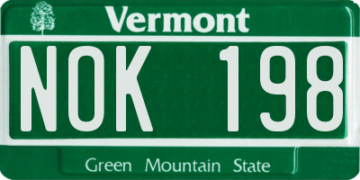 VT license plate NOK198