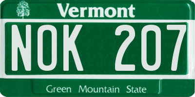 VT license plate NOK207