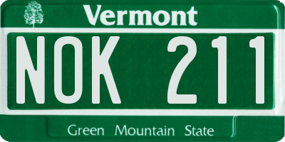 VT license plate NOK211