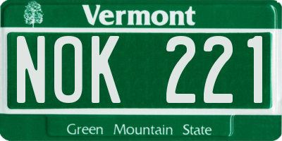 VT license plate NOK221