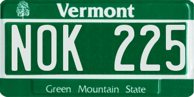 VT license plate NOK225