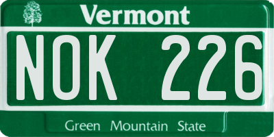 VT license plate NOK226