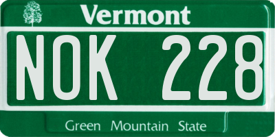 VT license plate NOK228