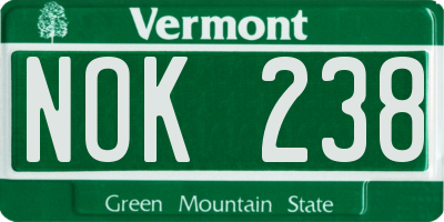 VT license plate NOK238