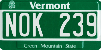 VT license plate NOK239