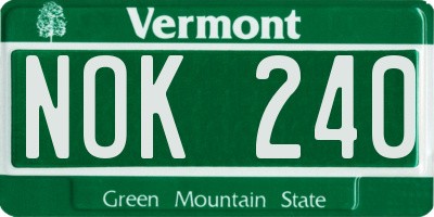 VT license plate NOK240