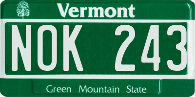 VT license plate NOK243