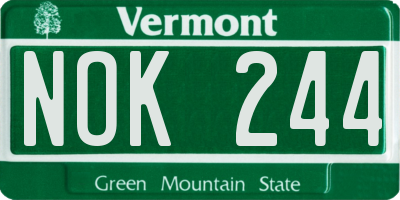 VT license plate NOK244