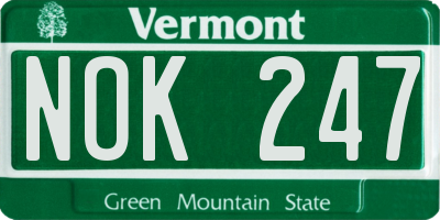VT license plate NOK247