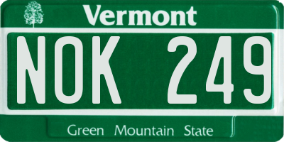 VT license plate NOK249