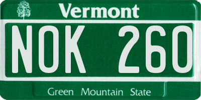 VT license plate NOK260