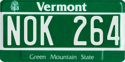 VT license plate NOK264