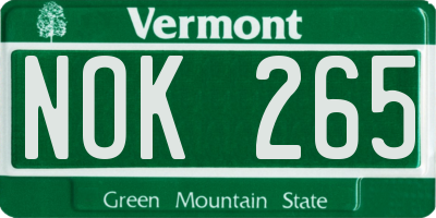 VT license plate NOK265