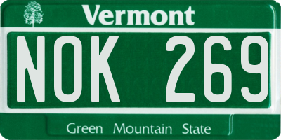 VT license plate NOK269