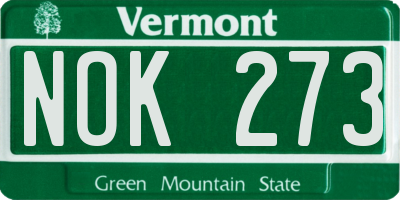VT license plate NOK273
