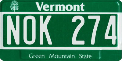 VT license plate NOK274