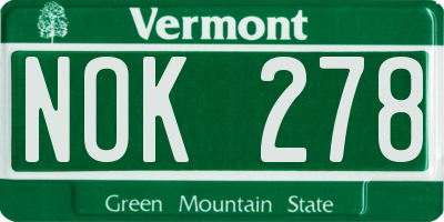 VT license plate NOK278