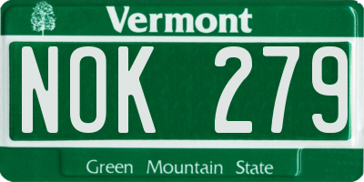 VT license plate NOK279