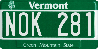 VT license plate NOK281