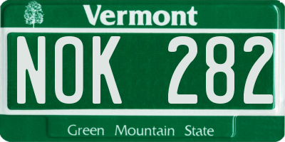 VT license plate NOK282