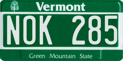 VT license plate NOK285
