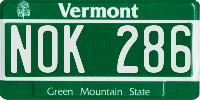 VT license plate NOK286