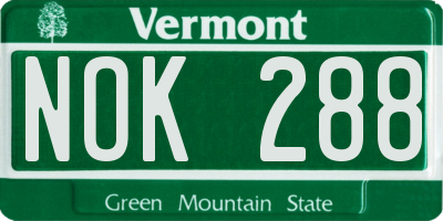 VT license plate NOK288