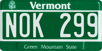 VT license plate NOK299