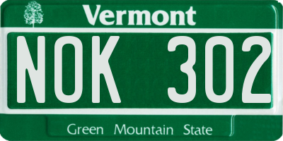 VT license plate NOK302