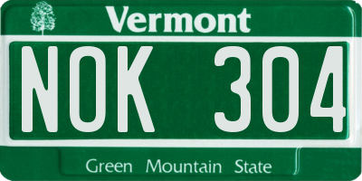 VT license plate NOK304