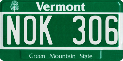 VT license plate NOK306