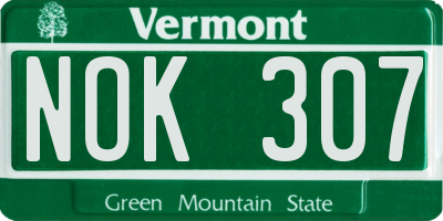 VT license plate NOK307