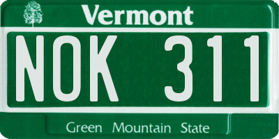 VT license plate NOK311