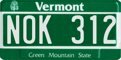 VT license plate NOK312