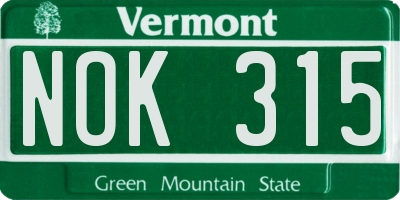 VT license plate NOK315