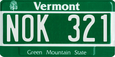 VT license plate NOK321