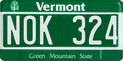 VT license plate NOK324