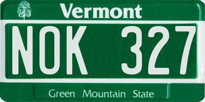 VT license plate NOK327