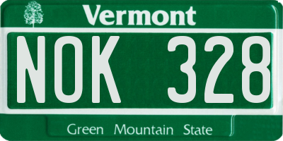 VT license plate NOK328