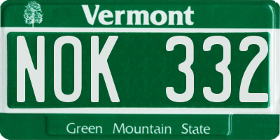 VT license plate NOK332