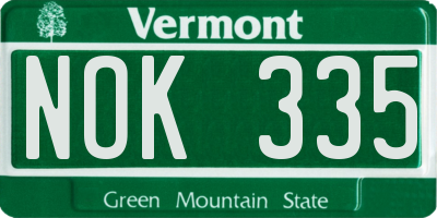 VT license plate NOK335