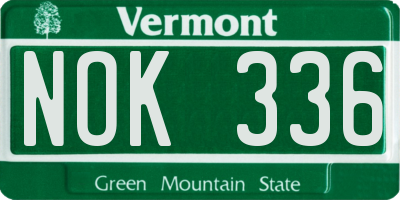 VT license plate NOK336