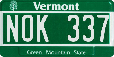 VT license plate NOK337