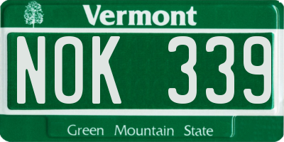 VT license plate NOK339