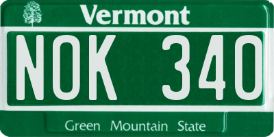 VT license plate NOK340