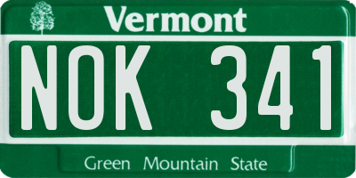VT license plate NOK341